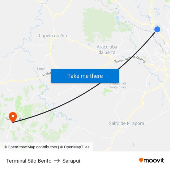 Terminal São Bento to Sarapuí map