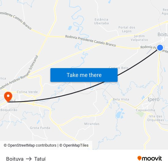 Boituva to Tatuí map