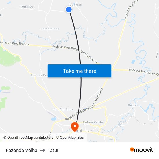 Fazenda Velha to Tatuí map