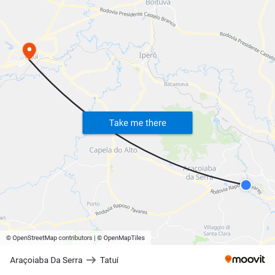Araçoiaba Da Serra to Tatuí map