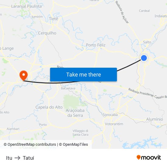 Itu to Tatuí map