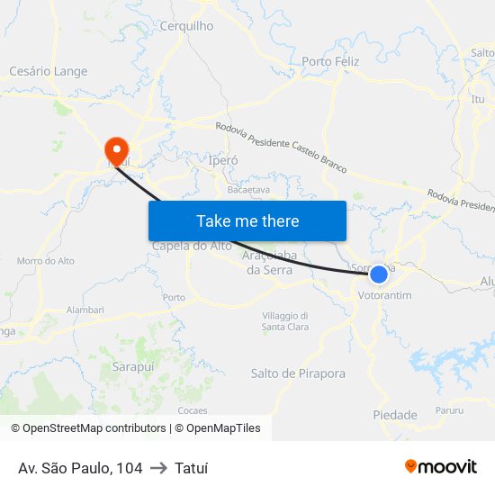 Av. São Paulo, 104 to Tatuí map