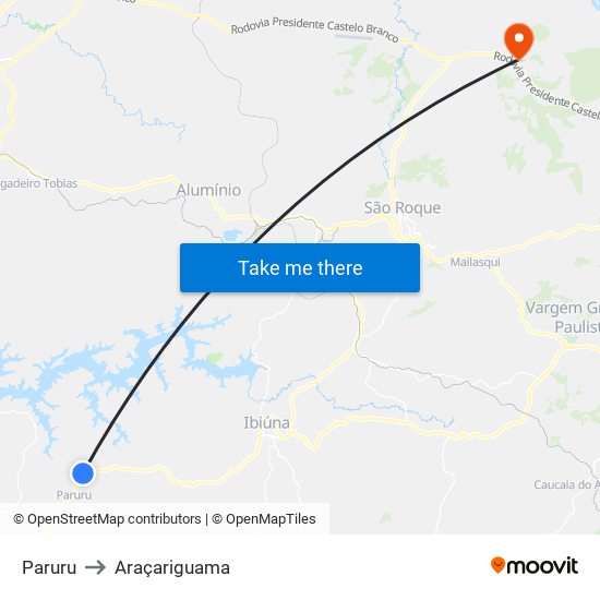 Paruru to Araçariguama map