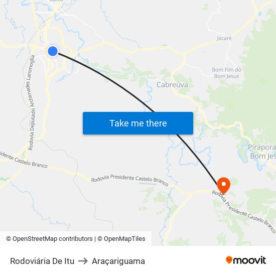 Rodoviária De Itu to Araçariguama map