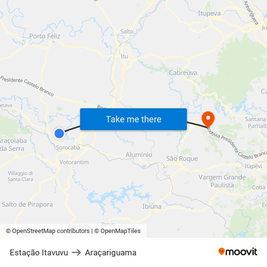 Estação Itavuvu to Araçariguama map
