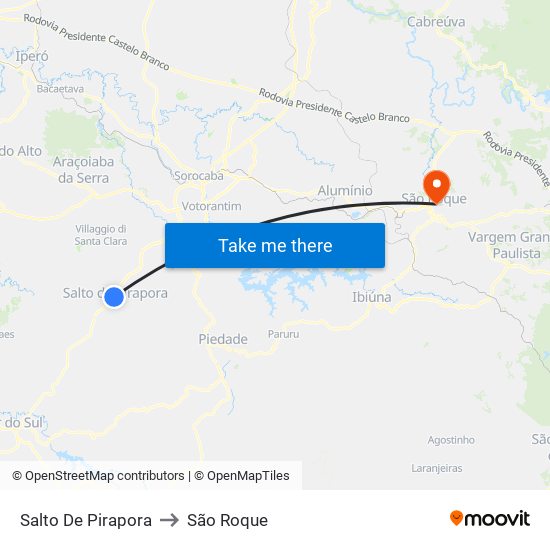 Salto De Pirapora to São Roque map