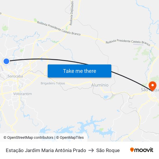 Estação Jardim Maria Antônia Prado to São Roque map
