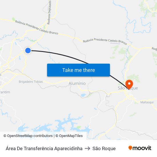 Área De Transferência Aparecidinha to São Roque map