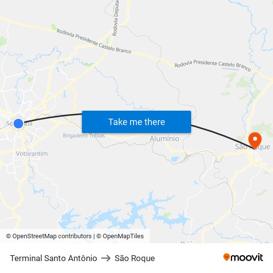 Terminal Santo Antônio to São Roque map