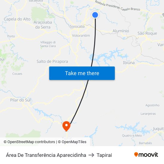 Área De Transferência Aparecidinha to Tapiraí map