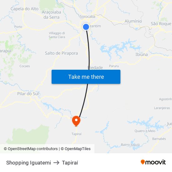 Shopping Iguatemi to Tapiraí map