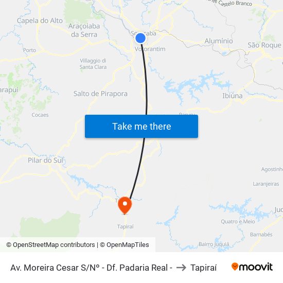 Av. Moreira Cesar S/Nº - Df. Padaria Real - to Tapiraí map