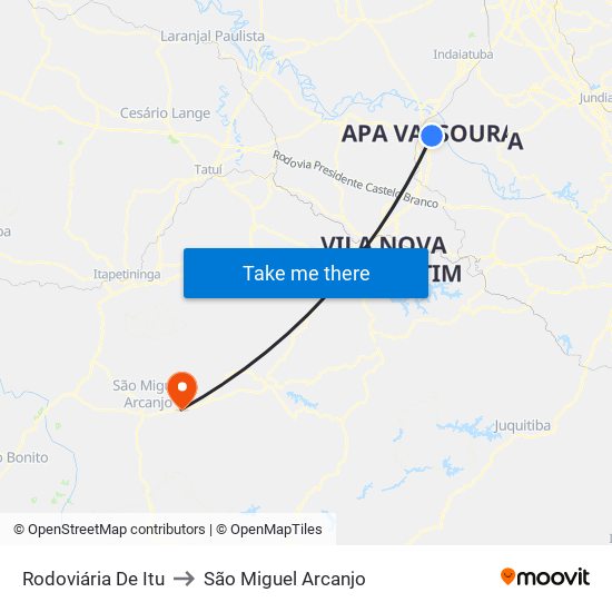 Rodoviária De Itu to São Miguel Arcanjo map