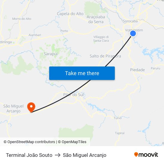 Terminal João Souto to São Miguel Arcanjo map