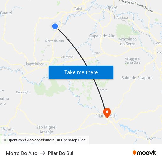 Morro Do Alto to Pilar Do Sul map