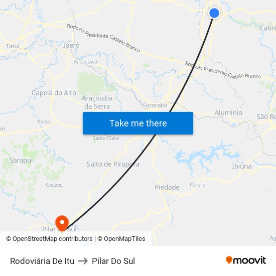 Rodoviária De Itu to Pilar Do Sul map