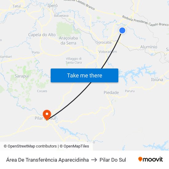 Área De Transferência Aparecidinha to Pilar Do Sul map