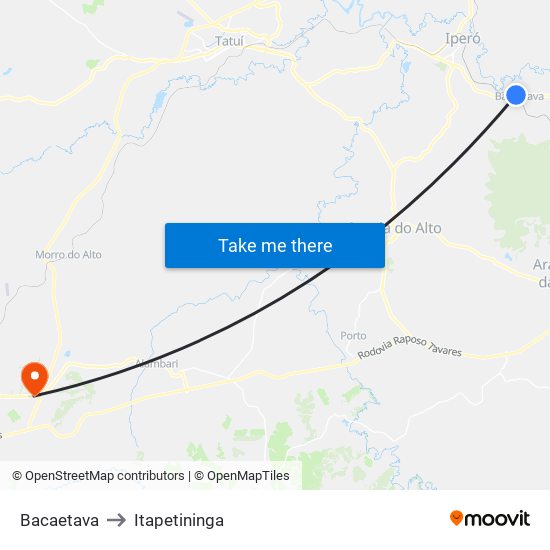 Bacaetava to Itapetininga map