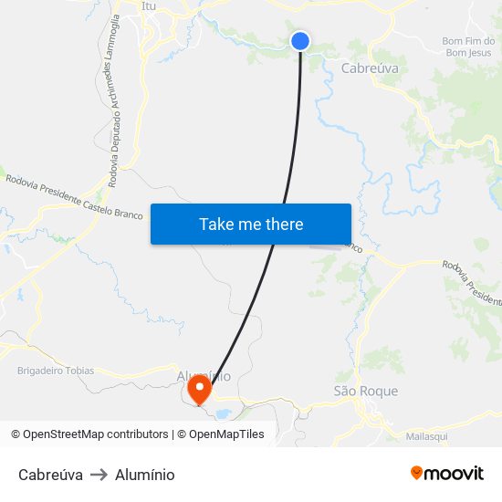 Cabreúva to Alumínio map