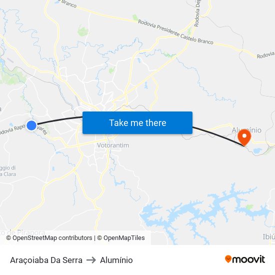 Araçoiaba Da Serra to Alumínio map