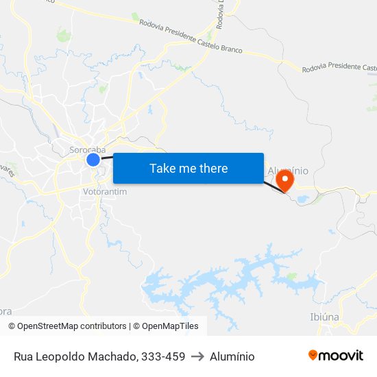 Rua Leopoldo Machado, 333-459 to Alumínio map