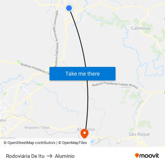 Rodoviária De Itu to Alumínio map