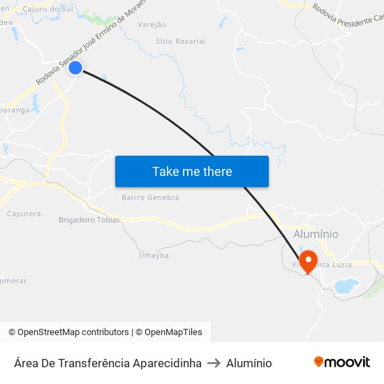 Área De Transferência Aparecidinha to Alumínio map