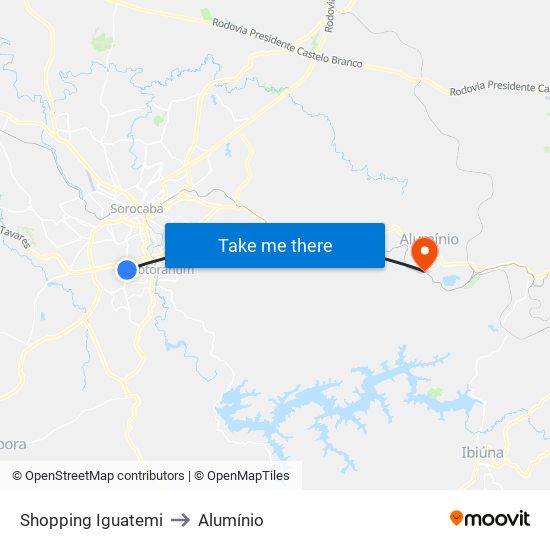 Shopping Iguatemi to Alumínio map