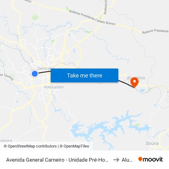 Avenida General Carneiro - Unidade Pré-Hospitalar Da Zona Oeste to Alumínio map