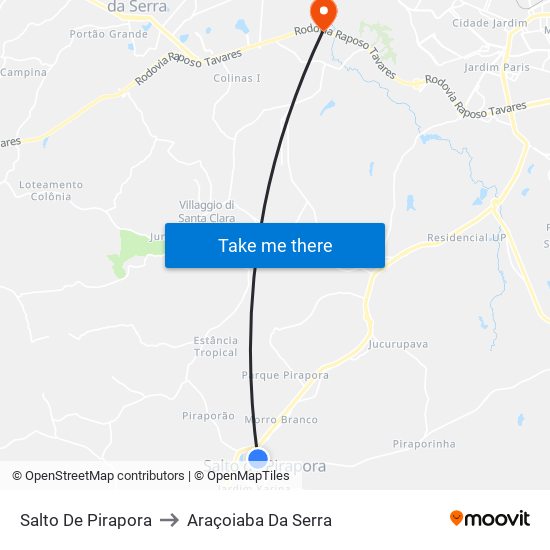 Salto De Pirapora to Araçoiaba Da Serra map