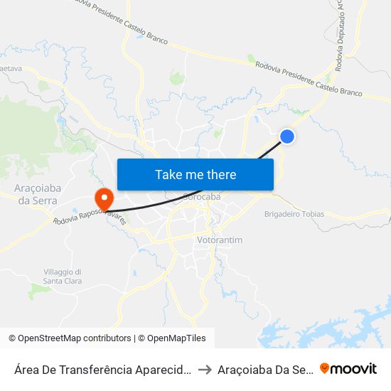 Área De Transferência Aparecidinha to Araçoiaba Da Serra map