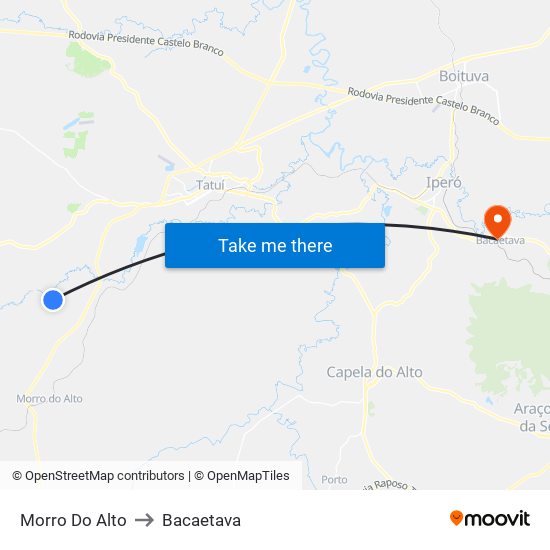 Morro Do Alto to Bacaetava map