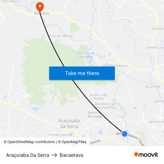 Araçoiaba Da Serra to Bacaetava map