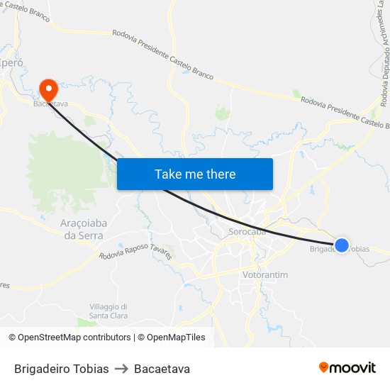 Brigadeiro Tobias to Bacaetava map