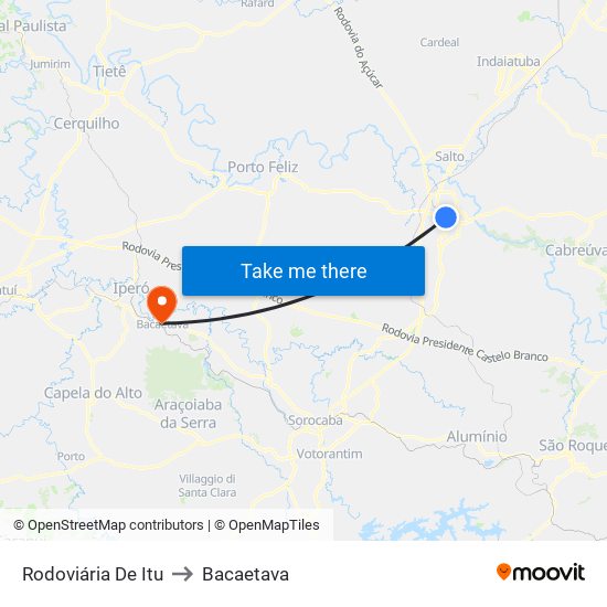 Rodoviária De Itu to Bacaetava map