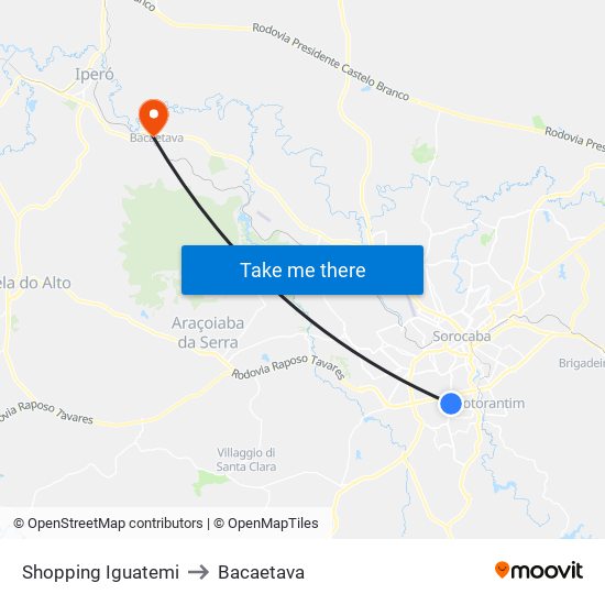 Shopping Iguatemi to Bacaetava map