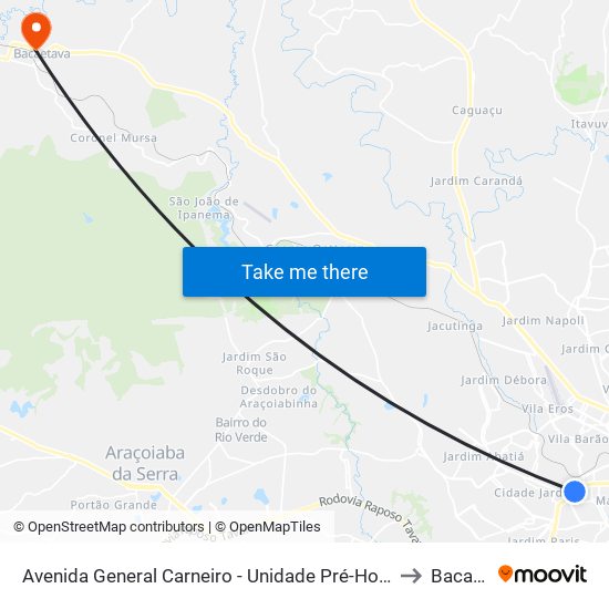 Avenida General Carneiro - Unidade Pré-Hospitalar Da Zona Oeste to Bacaetava map