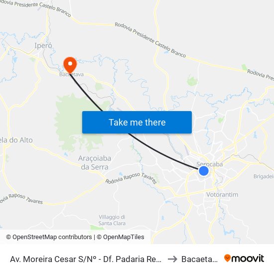 Av. Moreira Cesar S/Nº - Df. Padaria Real - to Bacaetava map