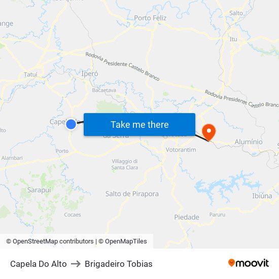 Capela Do Alto to Brigadeiro Tobias map