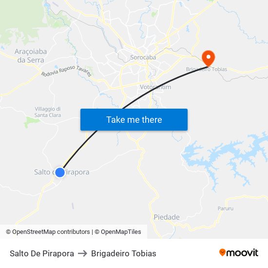 Salto De Pirapora to Brigadeiro Tobias map