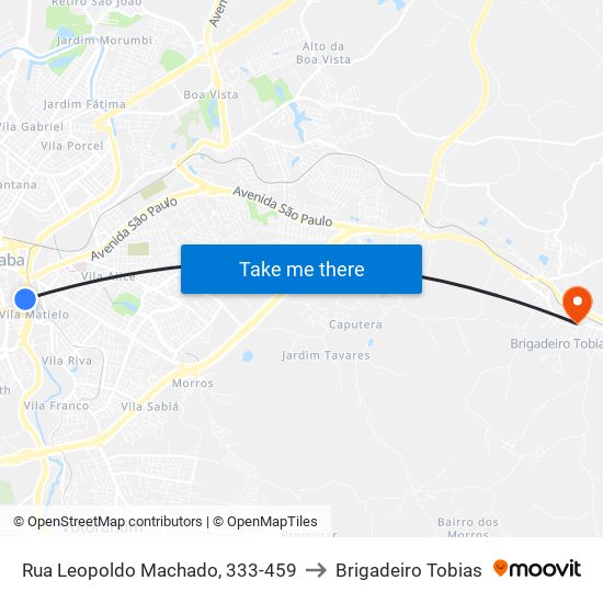 Rua Leopoldo Machado, 333-459 to Brigadeiro Tobias map