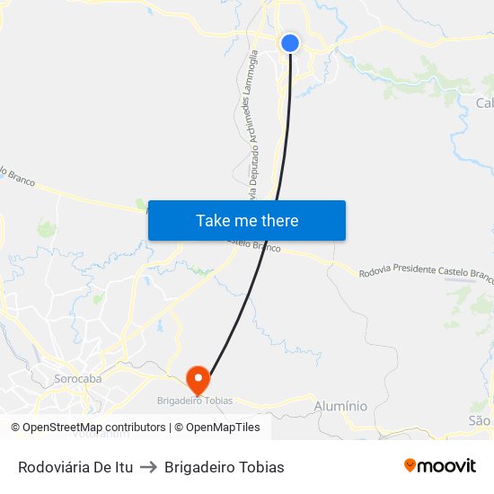 Rodoviária De Itu to Brigadeiro Tobias map