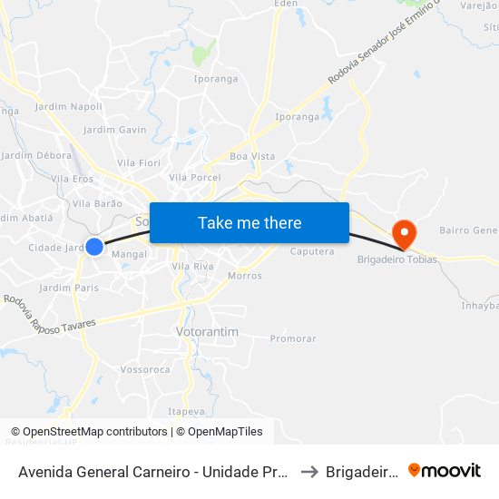 Avenida General Carneiro - Unidade Pré-Hospitalar Da Zona Oeste to Brigadeiro Tobias map