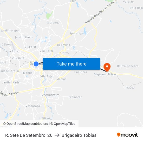 R. Sete De Setembro, 26 to Brigadeiro Tobias map