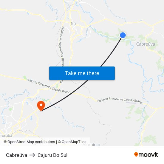 Cabreúva to Cajuru Do Sul map