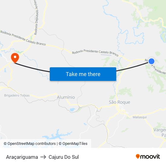 Araçariguama to Cajuru Do Sul map