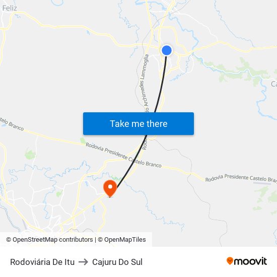 Rodoviária De Itu to Cajuru Do Sul map