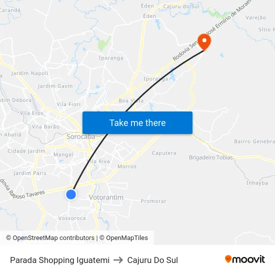 Parada Shopping Iguatemi to Cajuru Do Sul map