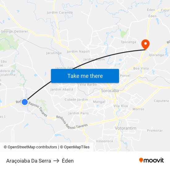 Araçoiaba Da Serra to Éden map