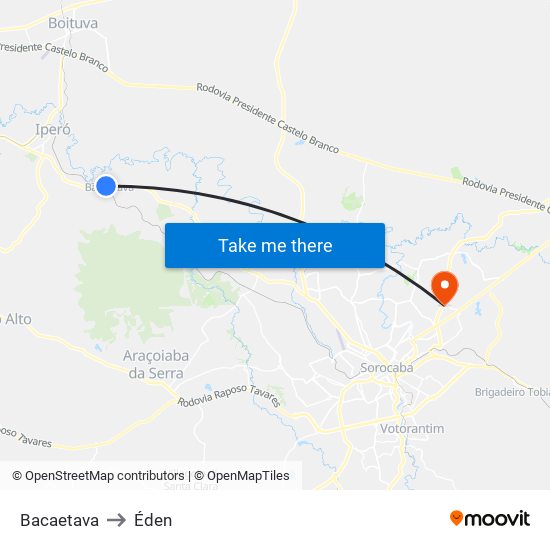 Bacaetava to Éden map